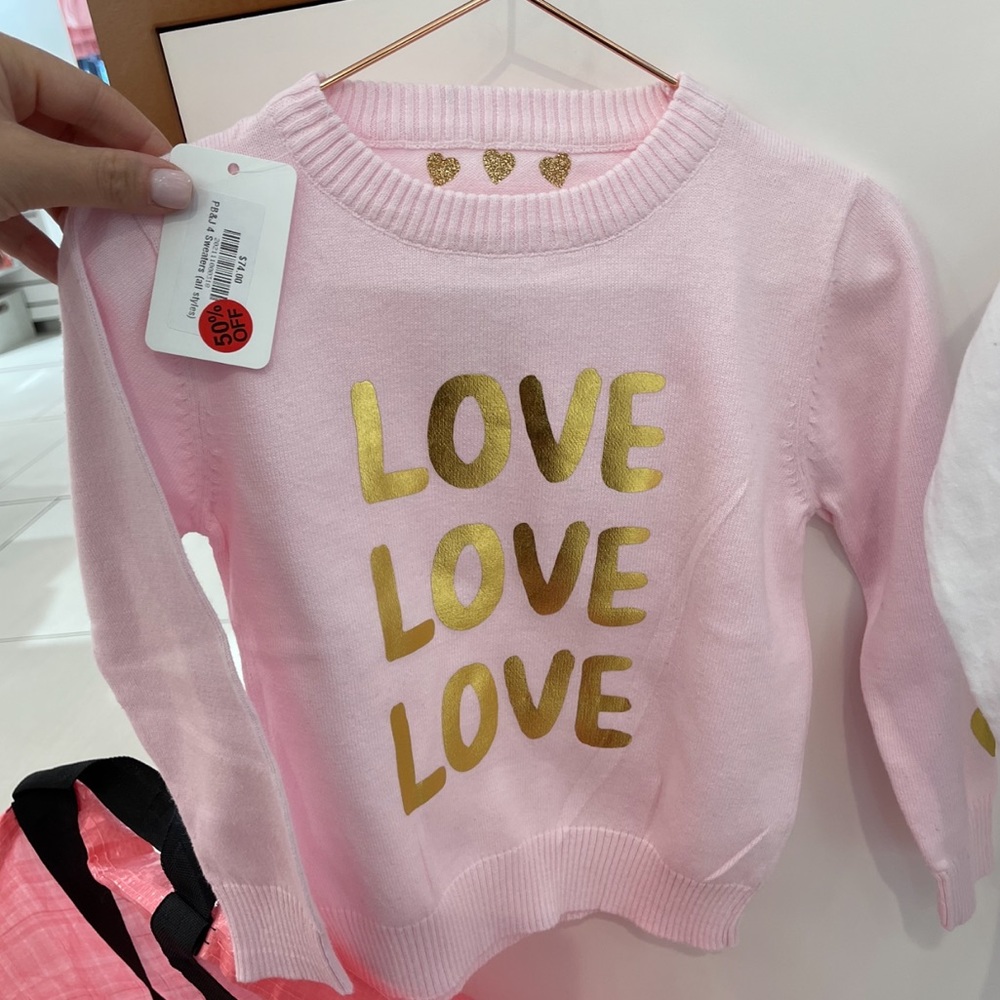 PB&J for sweaters Love love love sweater pink gold 4T